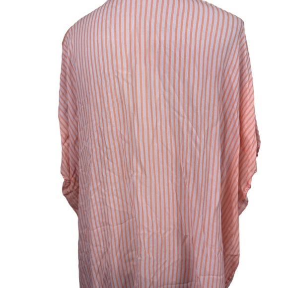 Saachi Striped peach and White Button-Up Shirt size large - Picture 4 of 11